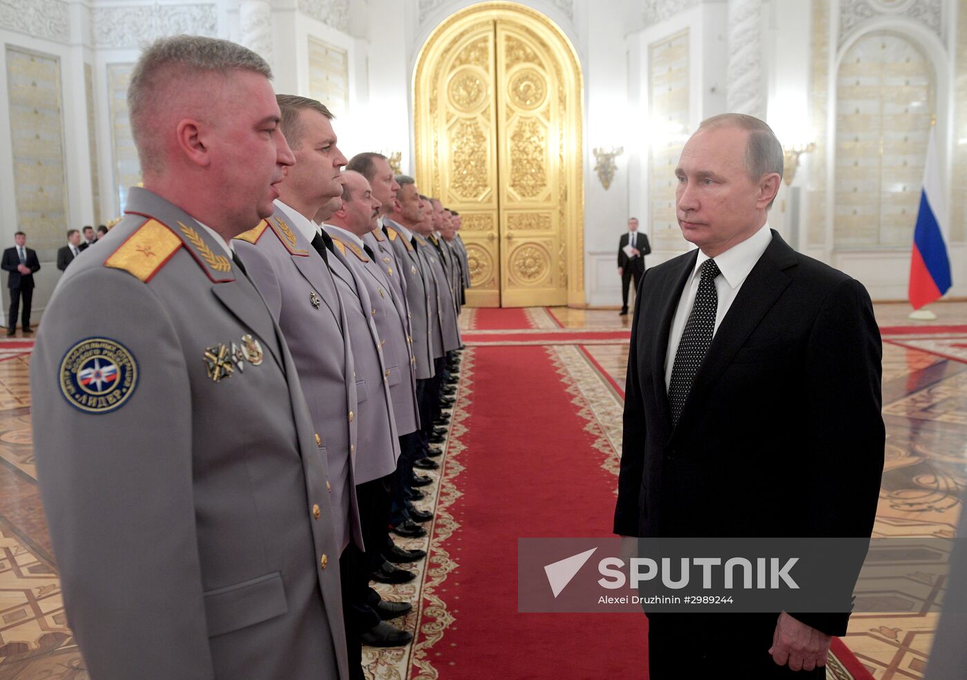 President Vladimir Putin meets with Supreme Officers in Kremlin