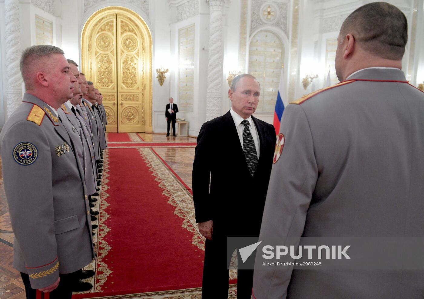 President Vladimir Putin meets with Supreme Officers in Kremlin