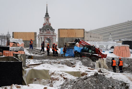 Zaryadye Park construction in Moscow