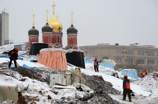Zaryadye Park construction in Moscow