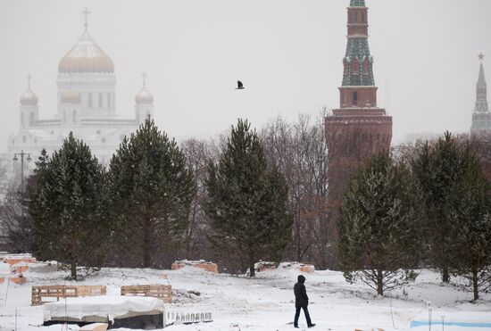 Zaryadye Park construction in Moscow