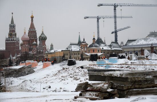 Zaryadye Park construction in Moscow