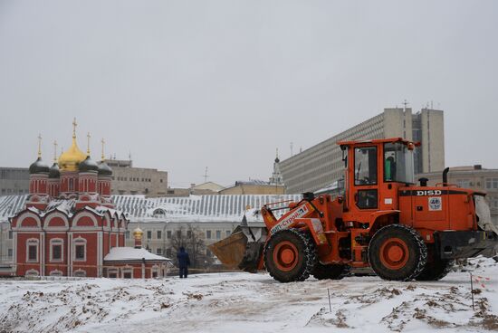 Zaryadye Park construction in Moscow