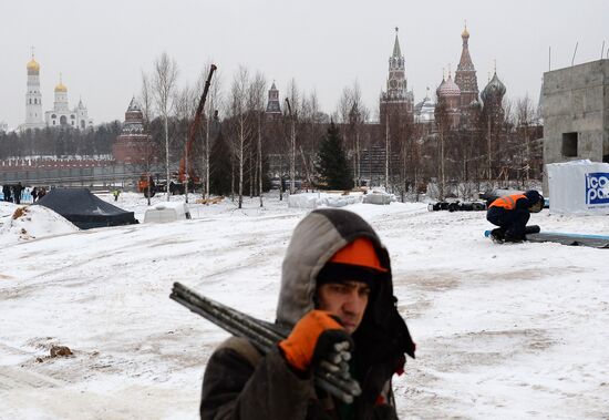 Zaryadye Park construction in Moscow