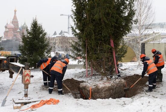 Zaryadye Park construction in Moscow