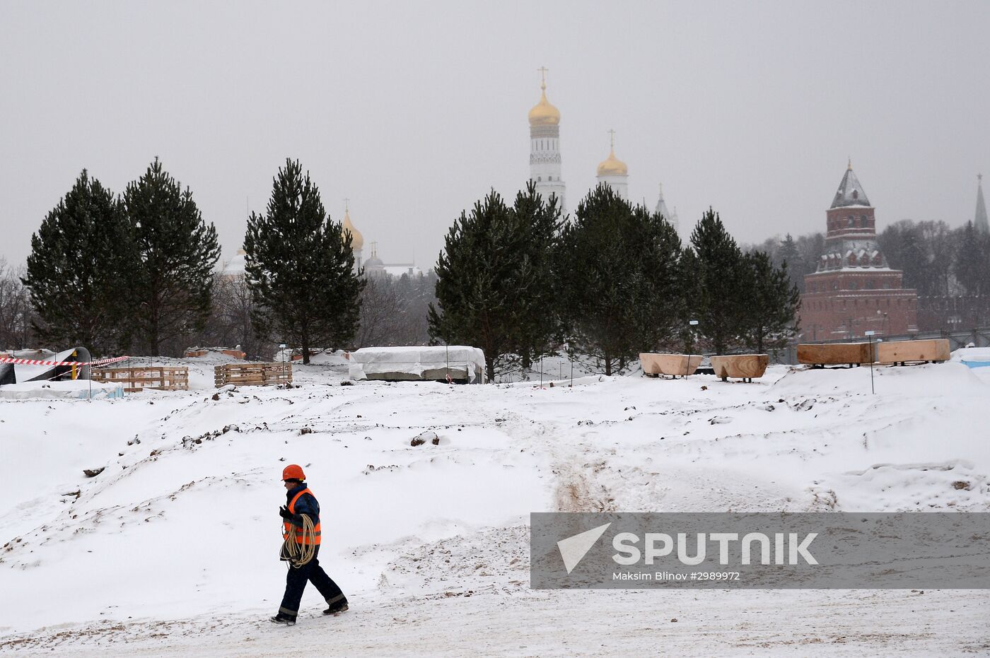 Zaryadye Park construction in Moscow