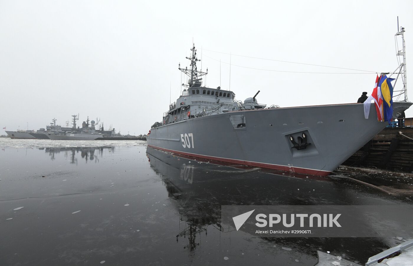 Colors ceremony on board The Alexander Obukhov MCMV in St. Petersburg
