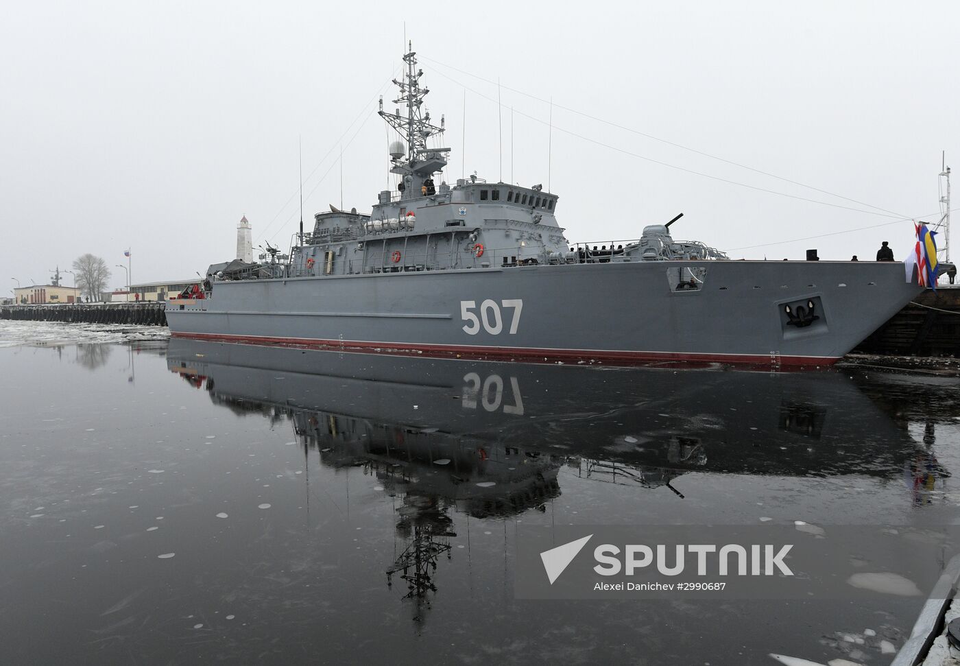 Colors ceremony on board The Alexander Obukhov MCMV in St. Petersburg