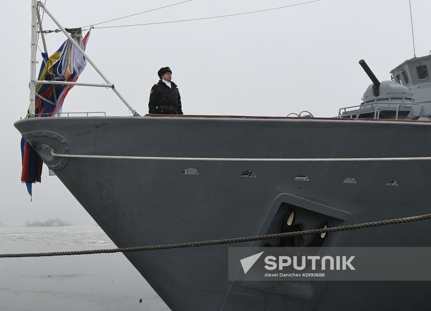 Colors ceremony on board The Alexander Obukhov MCMV in St. Petersburg