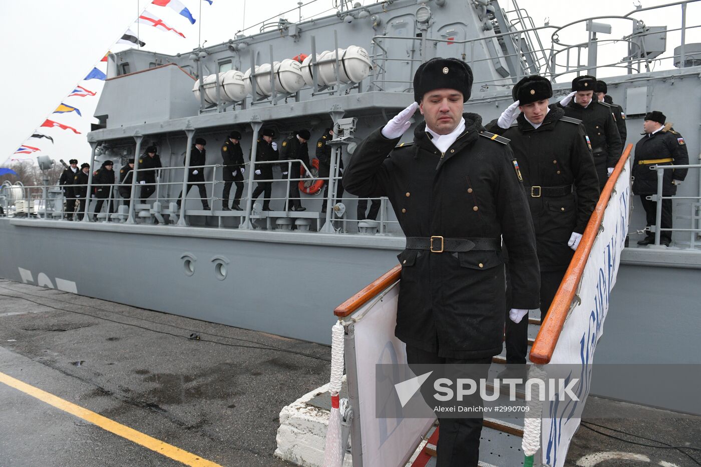 Colors ceremony on board The Alexander Obukhov MCMV in St. Petersburg