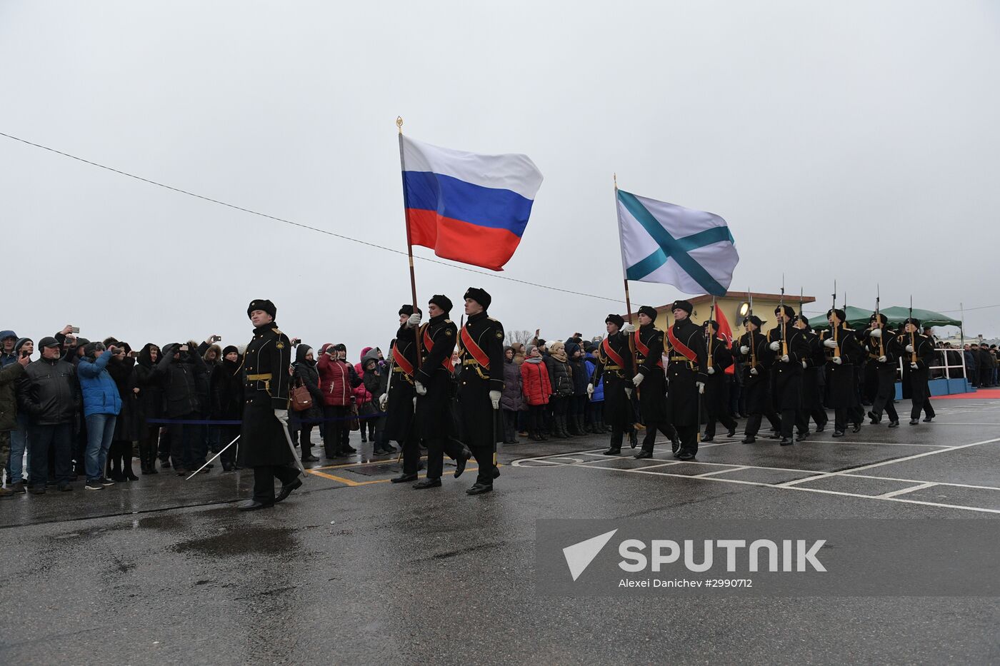 Colors ceremony on board The Alexander Obukhov MCMV in St. Petersburg