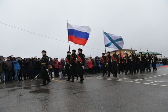 Colors ceremony on board The Alexander Obukhov MCMV in St. Petersburg