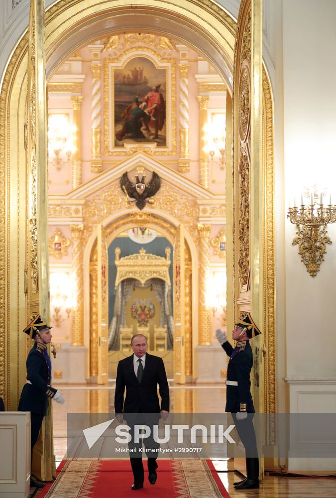 President Vladimir Putin attends reception on Heroes of the Fatherland Day