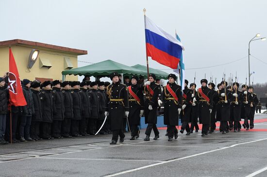 Colors ceremony on board The Alexander Obukhov MCMV in St. Petersburg