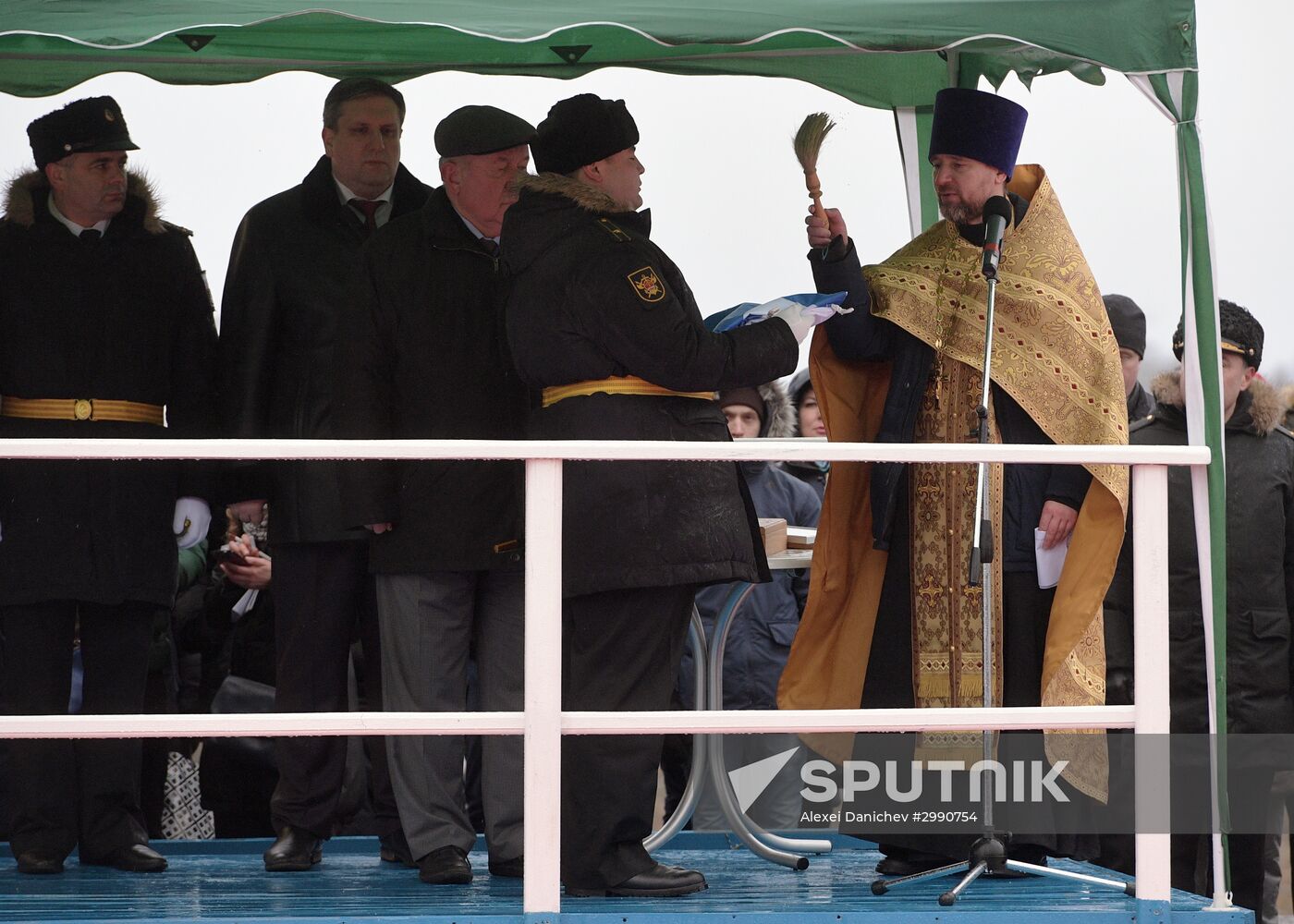 Colors ceremony on board The Alexander Obukhov MCMV in St. Petersburg