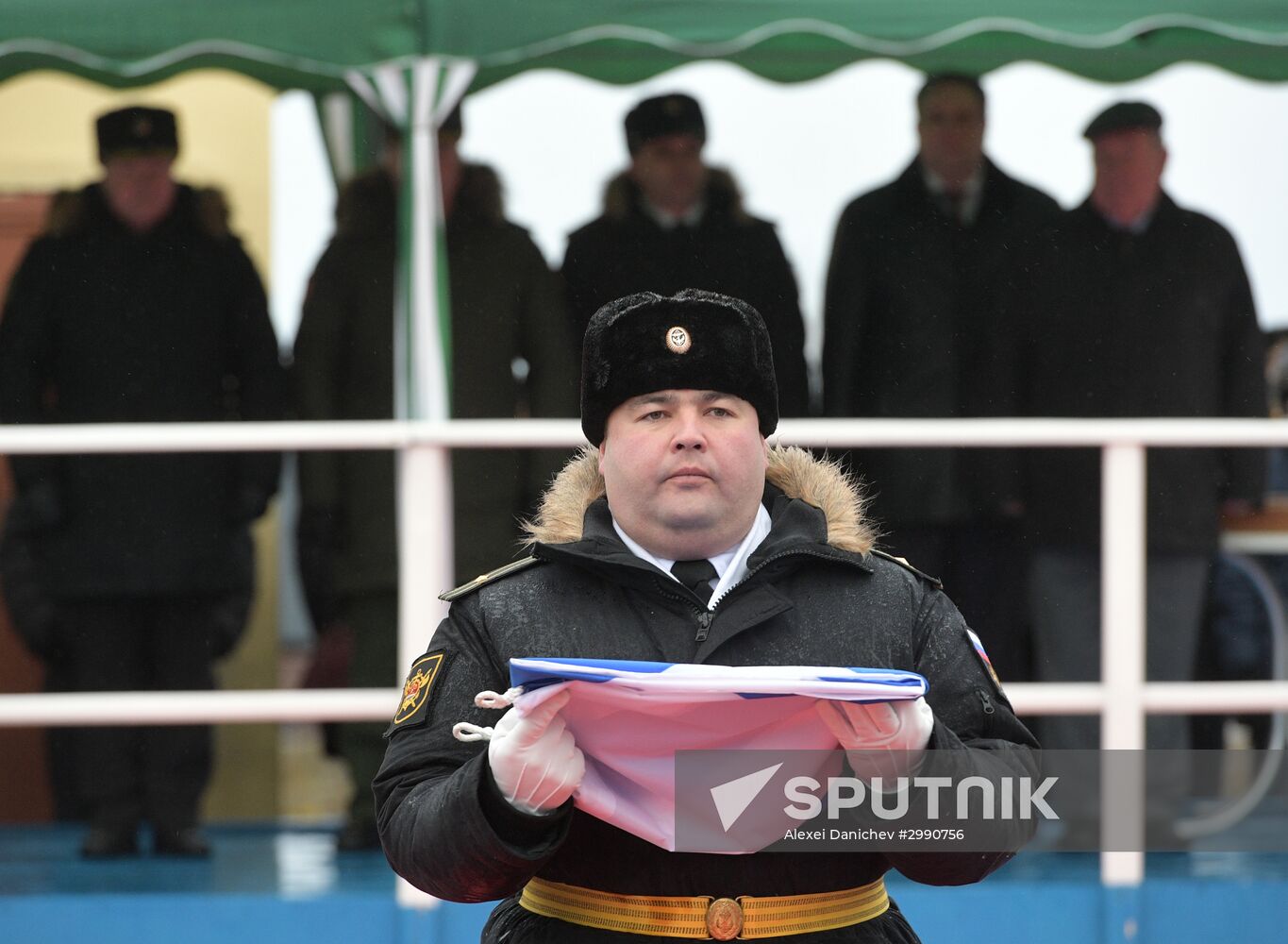 Colors ceremony on board The Alexander Obukhov MCMV in St. Petersburg