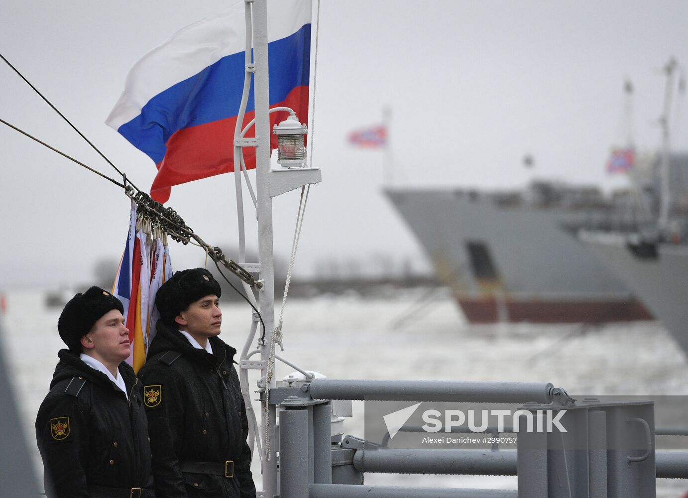 Colors ceremony on board The Alexander Obukhov MCMV in St. Petersburg