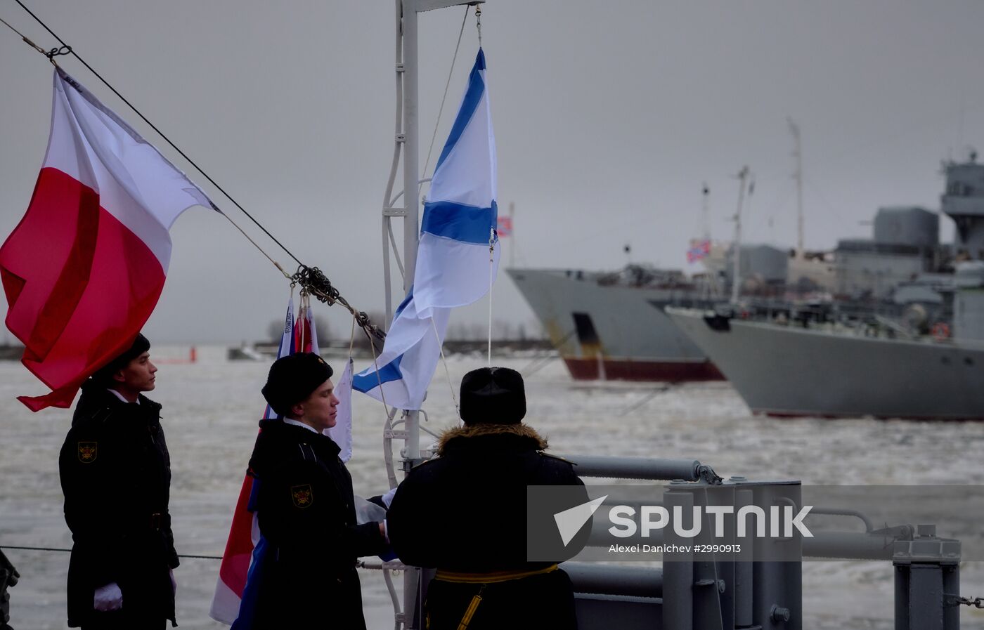 Colors ceremony on board The Alexander Obukhov MCMV in St. Petersburg
