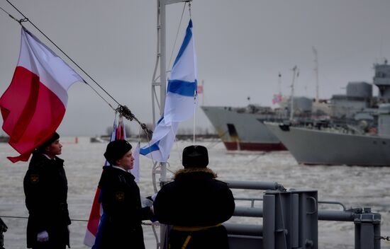 Colors ceremony on board The Alexander Obukhov MCMV in St. Petersburg