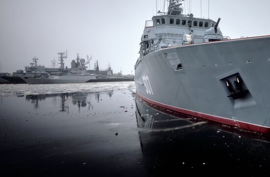 Colors ceremony on board The Alexander Obukhov MCMV in St. Petersburg