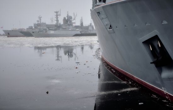 Colors ceremony on board The Alexander Obukhov MCMV in St. Petersburg