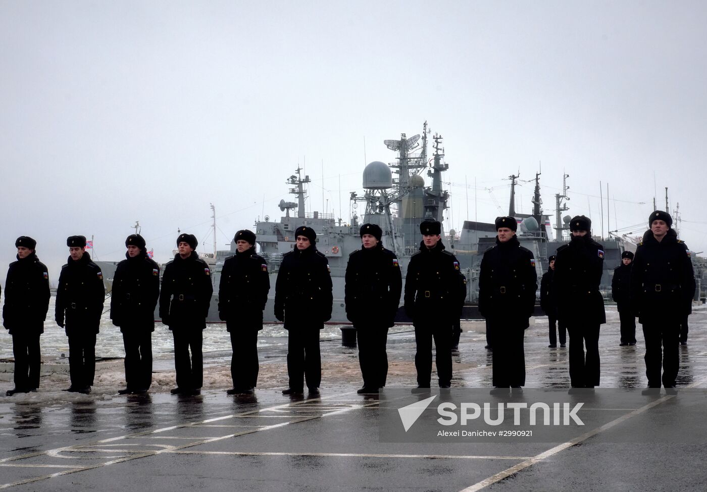 Colors ceremony on board The Alexander Obukhov MCMV in St. Petersburg