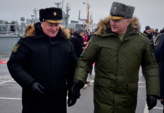 Colors ceremony on board The Alexander Obukhov MCMV in St. Petersburg