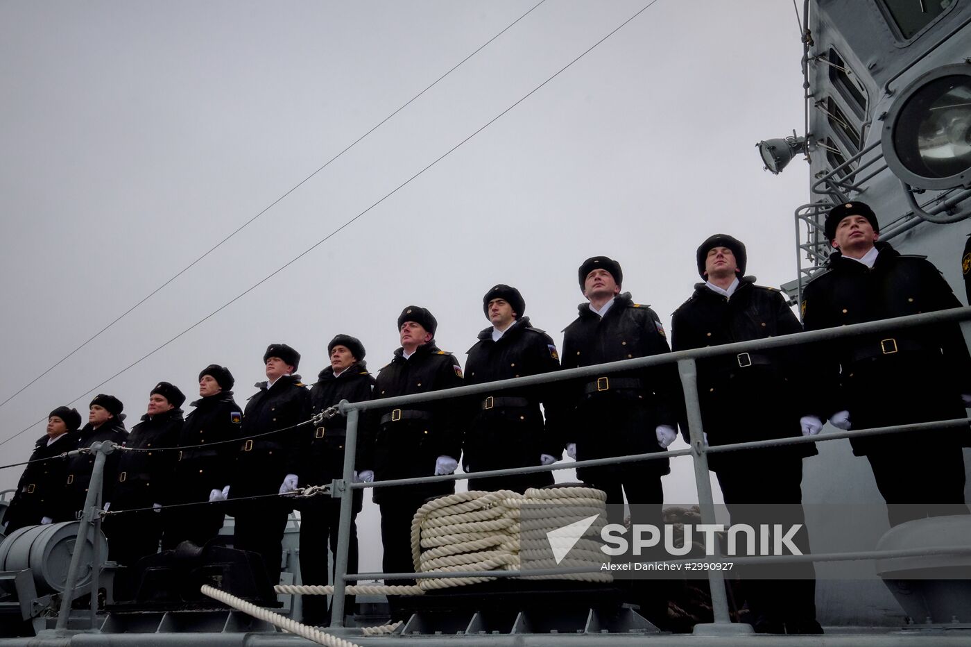 Colors ceremony on board The Alexander Obukhov MCMV in St. Petersburg