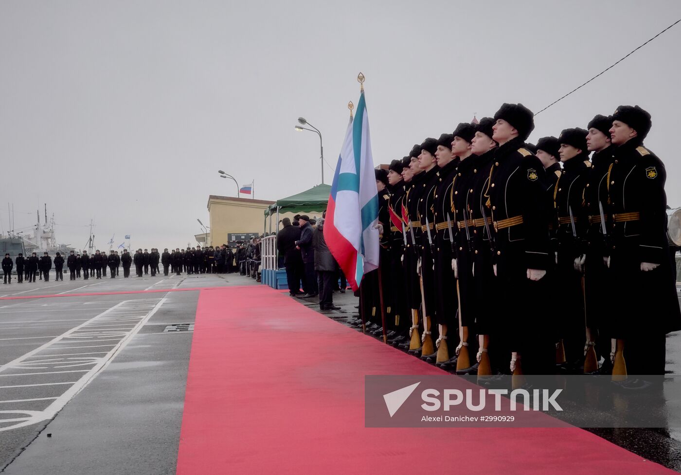 Colors ceremony on board The Alexander Obukhov MCMV in St. Petersburg