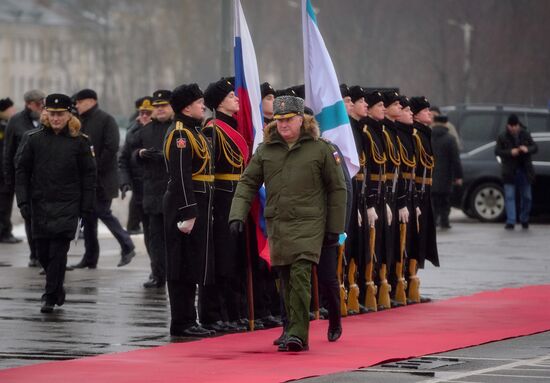 Colors ceremony on board The Alexander Obukhov MCMV in St. Petersburg