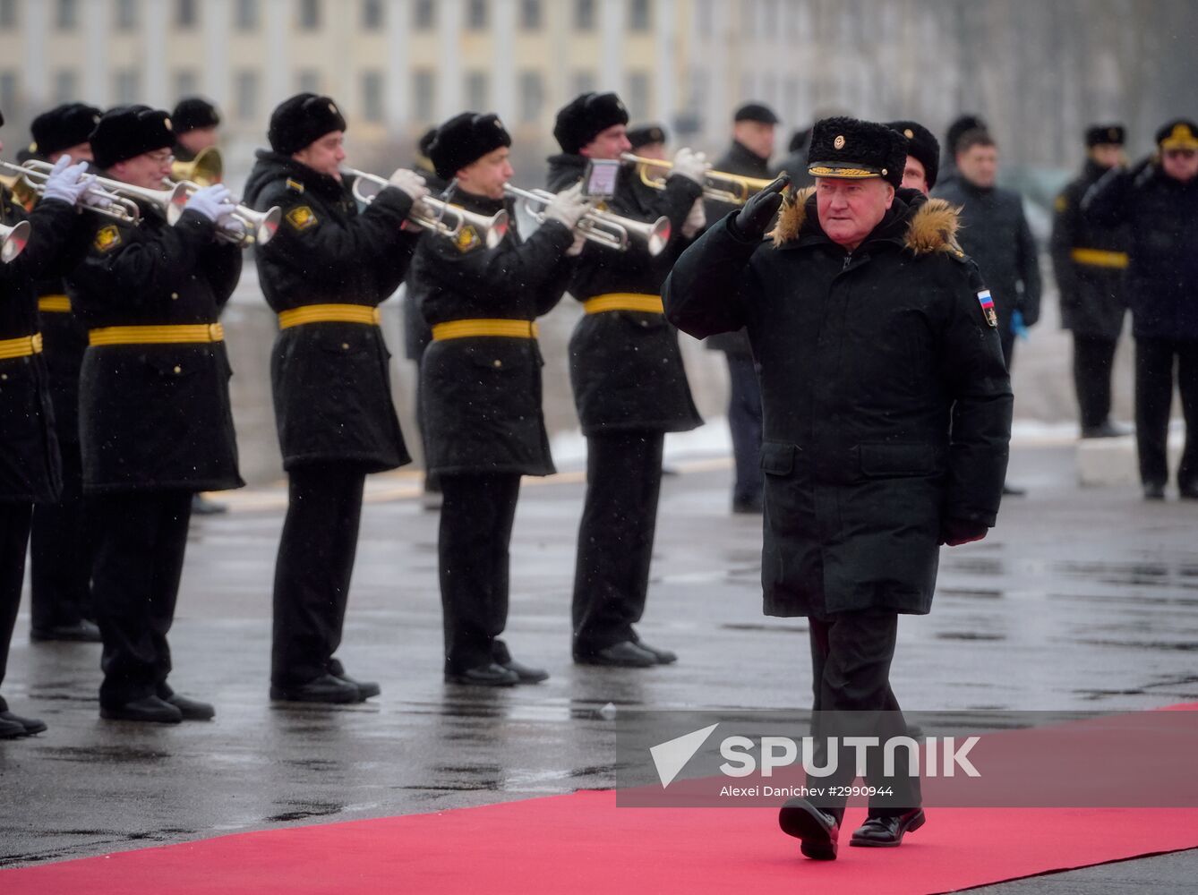 Colors ceremony on board The Alexander Obukhov MCMV in St. Petersburg