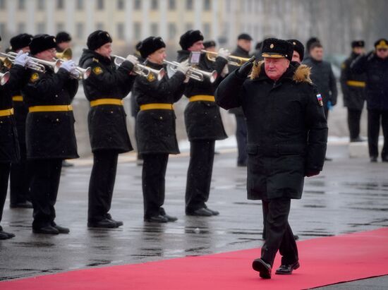 Colors ceremony on board The Alexander Obukhov MCMV in St. Petersburg