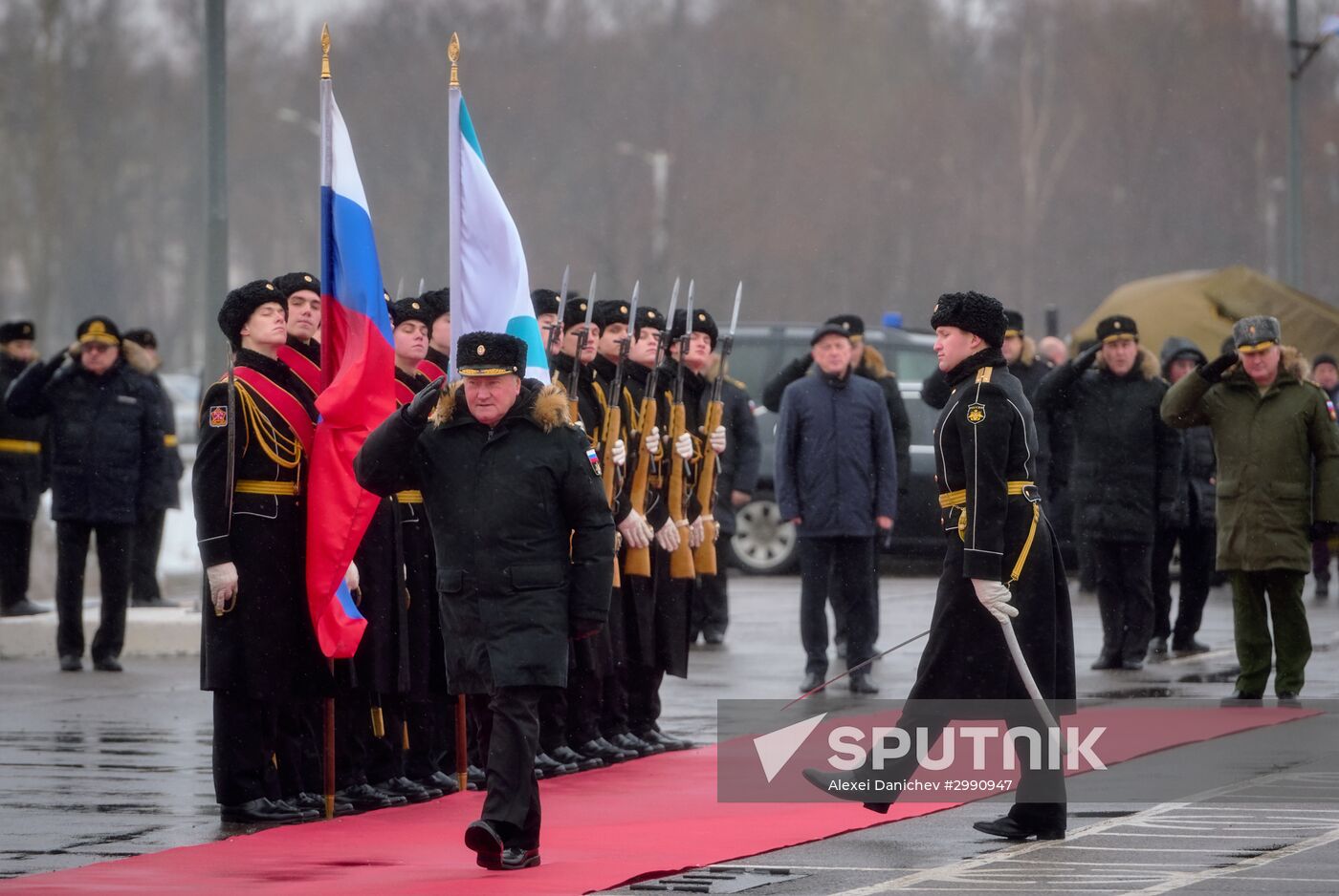 Colors ceremony on board The Alexander Obukhov MCMV in St. Petersburg
