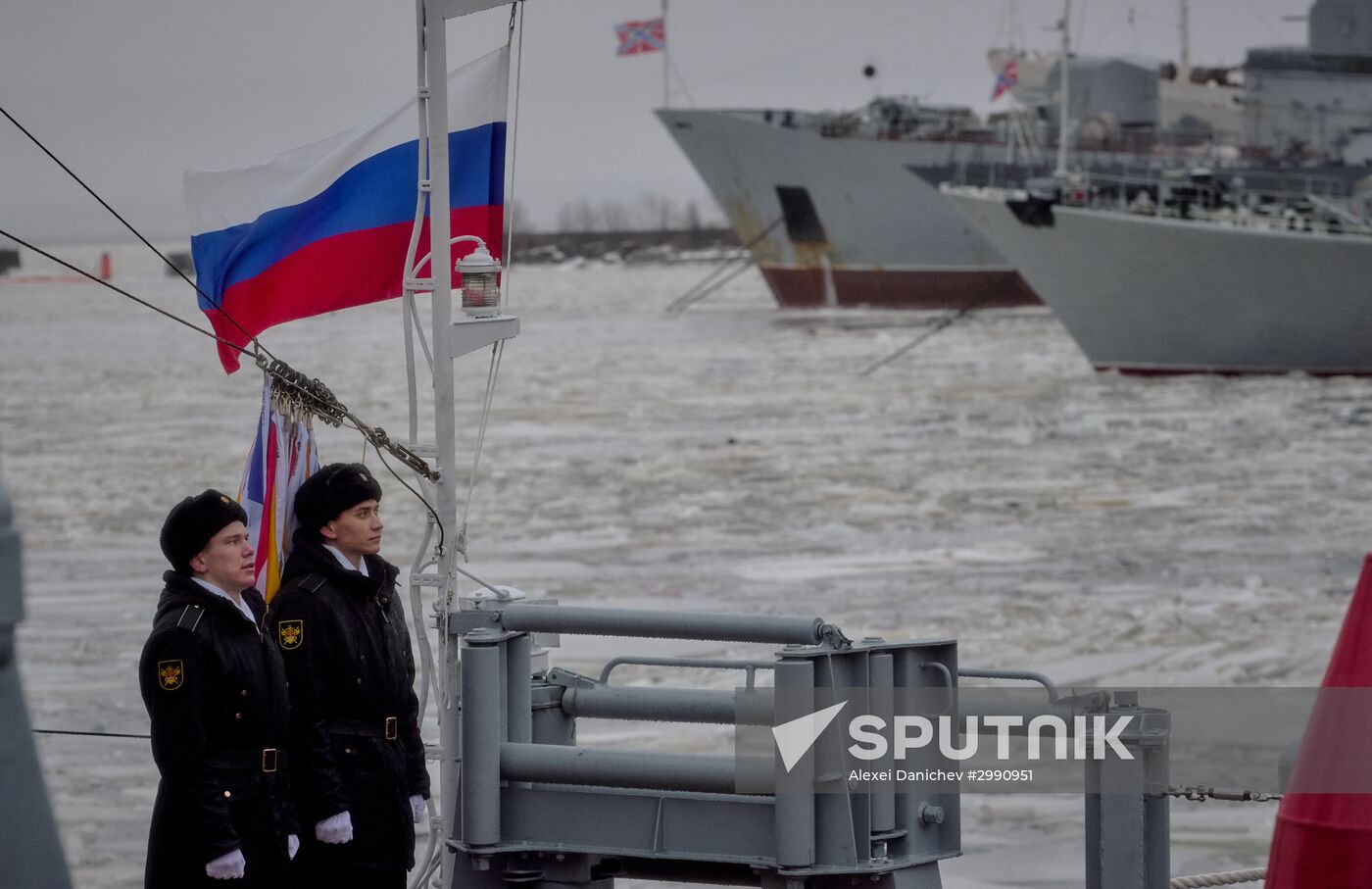 Colors ceremony on board The Alexander Obukhov MCMV in St. Petersburg