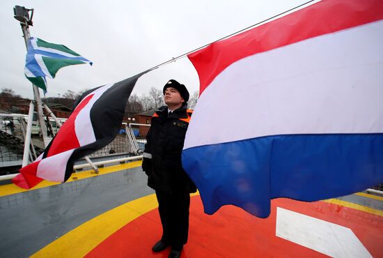 Nadeznhy coastal guard ship arrives in Baltiysk's port