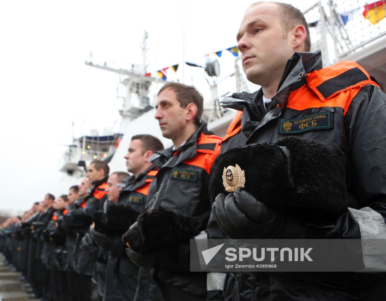 Nadeznhy coastal guard ship arrives in Baltiysk's port