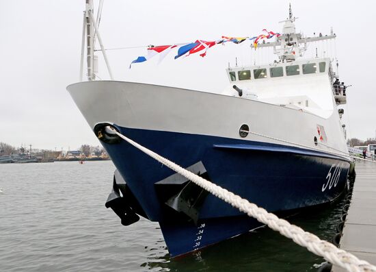 Nadeznhy coastal guard ship arrives in Baltiysk's port