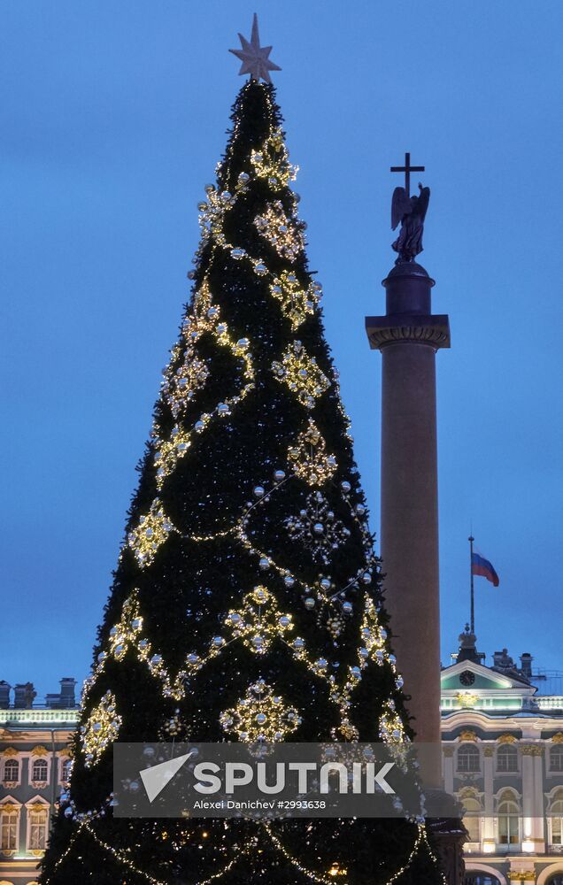 Main Christmas tree assembled in St. Petersburg