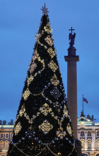 Main Christmas tree assembled in St. Petersburg