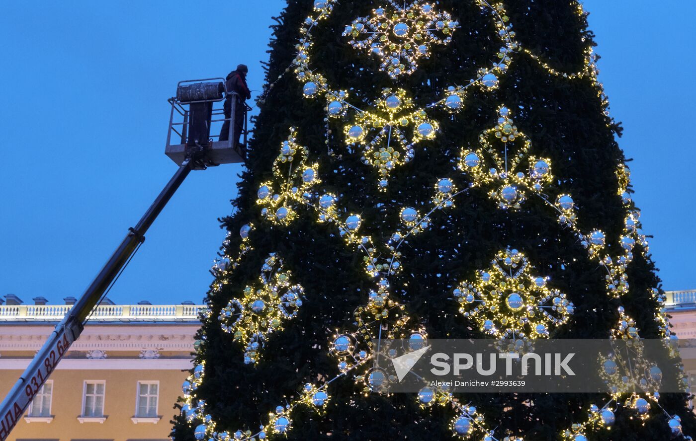 Main Christmas tree assembled in St. Petersburg