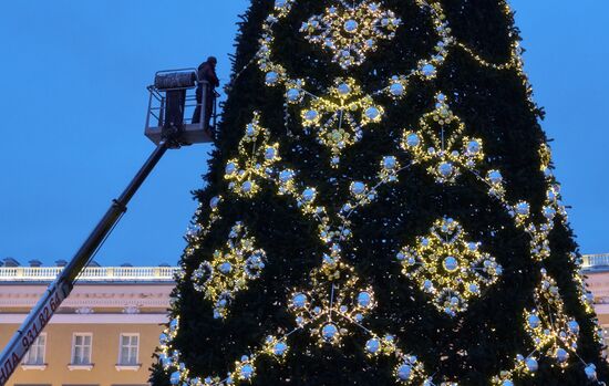 Main Christmas tree assembled in St. Petersburg