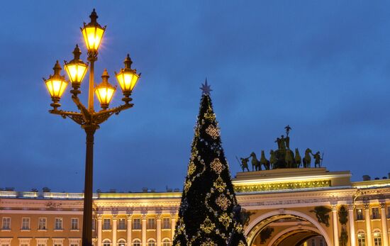 Main Christmas tree assembled in St. Petersburg