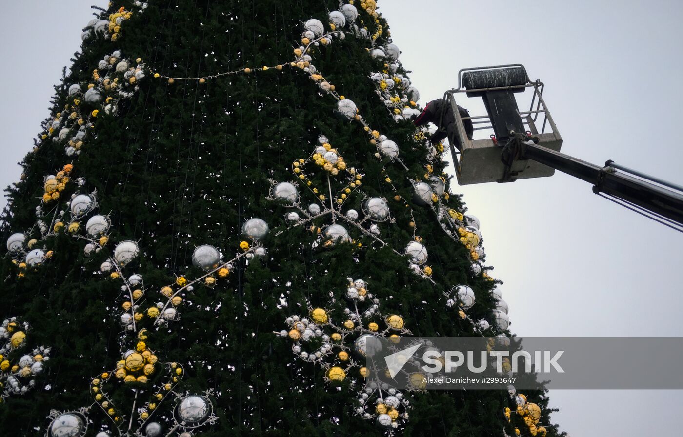 Main Christmas tree assembled in St. Petersburg