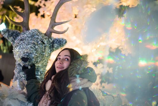 Test run of "Musical Forest" light art installation on Pushkinskaya Square