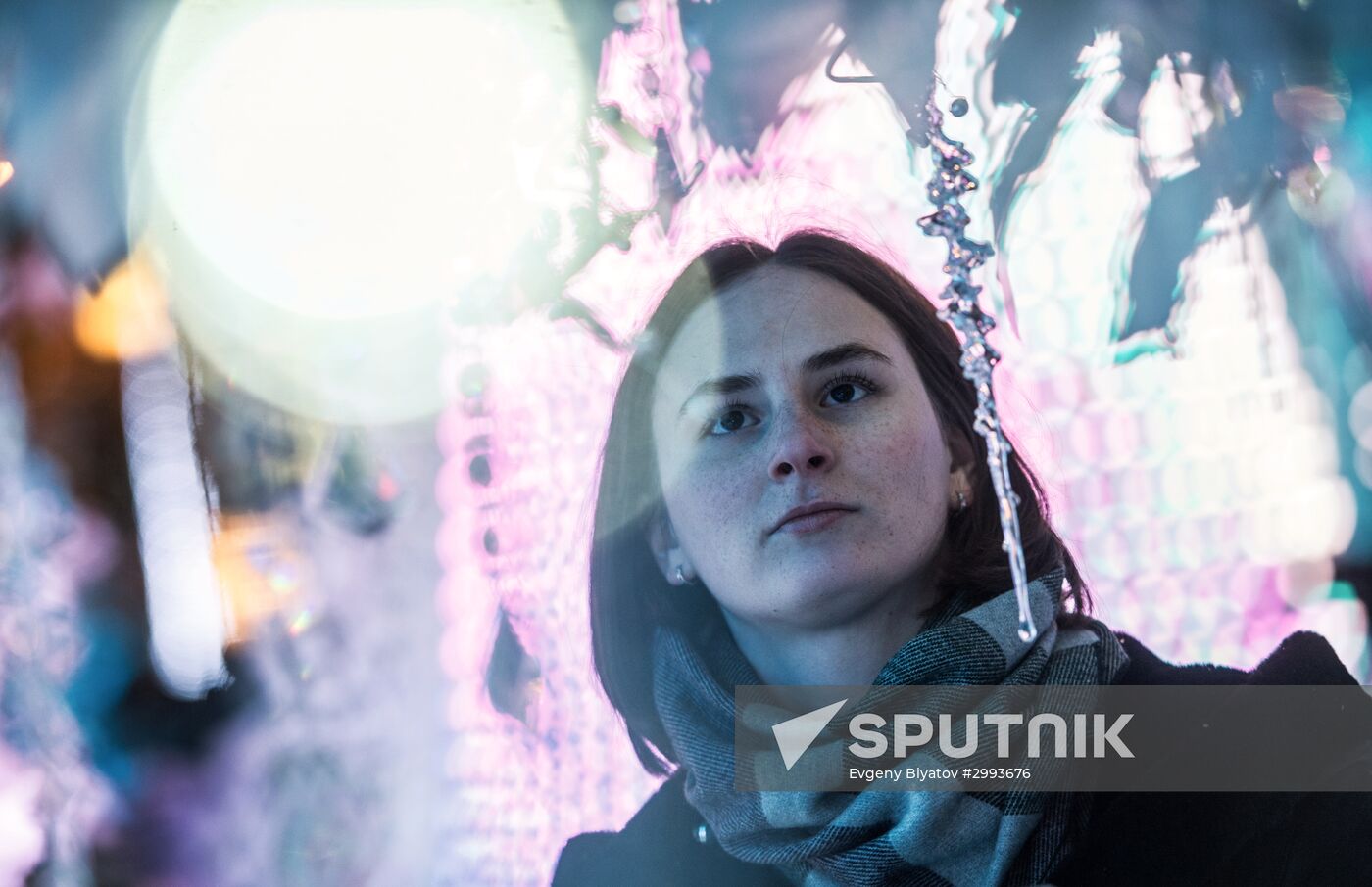 Test run of "Musical Forest" light art installation on Pushkinskaya Square