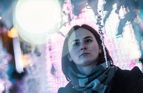Test run of "Musical Forest" light art installation on Pushkinskaya Square
