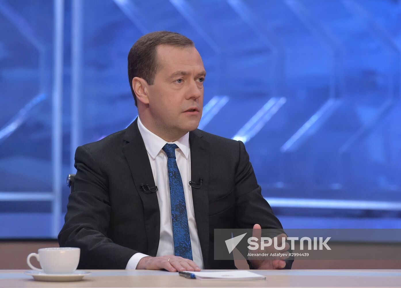 Prime Minister Dmitry Medvedev gives interview to Russian TV channels