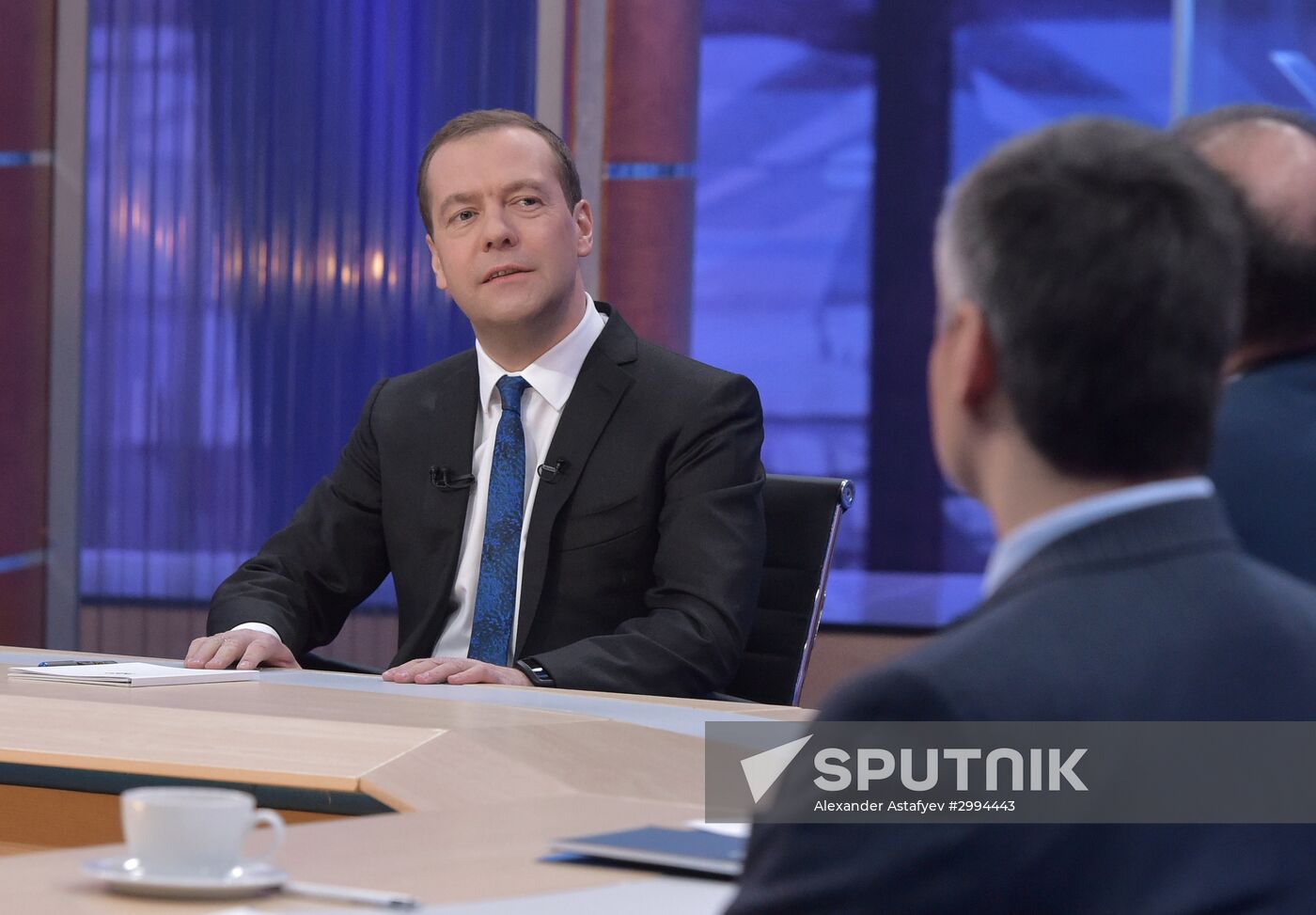 Prime Minister Dmitry Medvedev gives interview to Russian TV channels