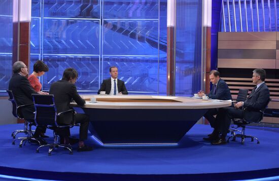 Prime Minister Dmitry Medvedev gives interview to Russian TV channels