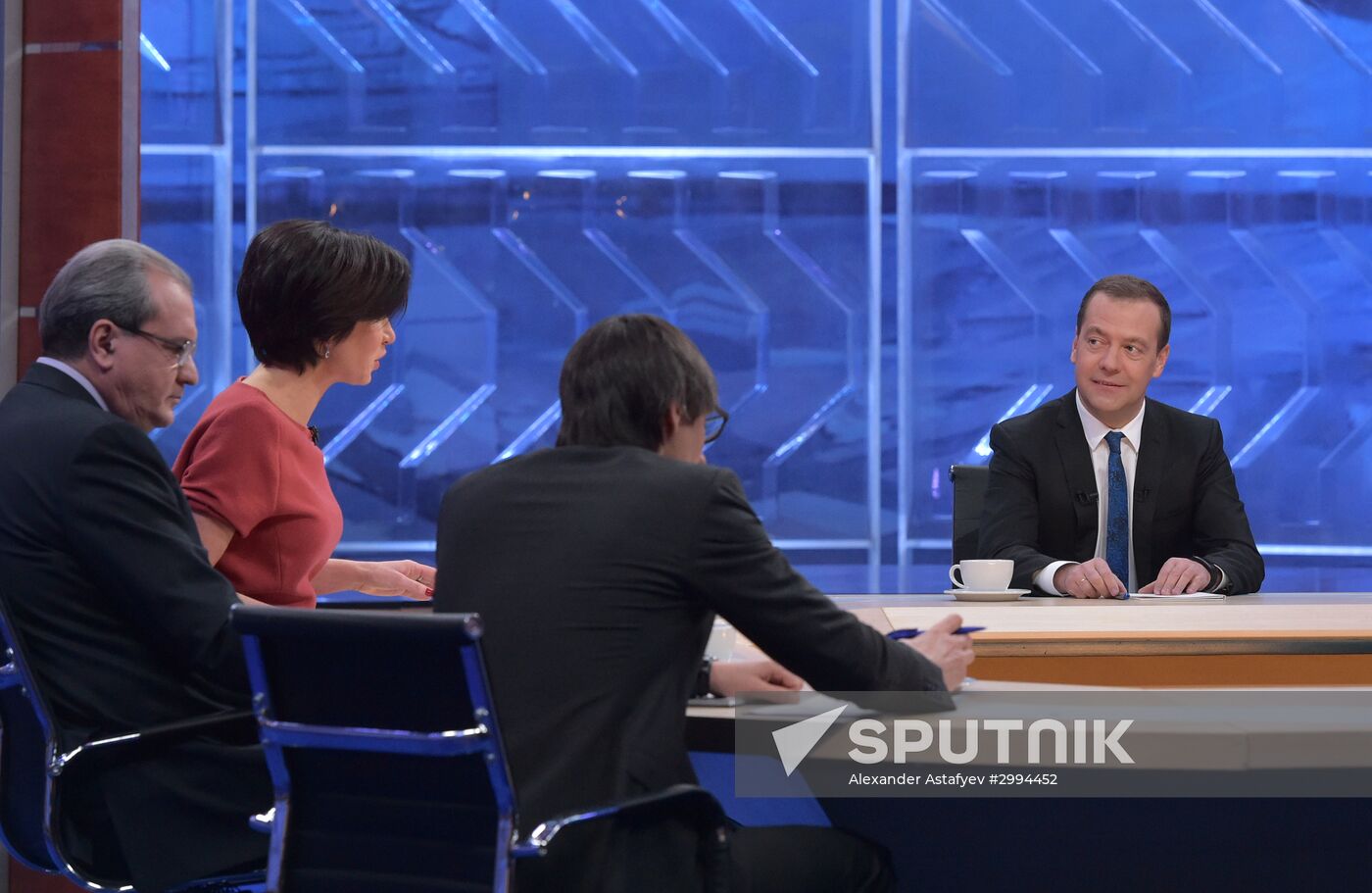 Prime Minister Dmitry Medvedev gives interview to Russian TV channels